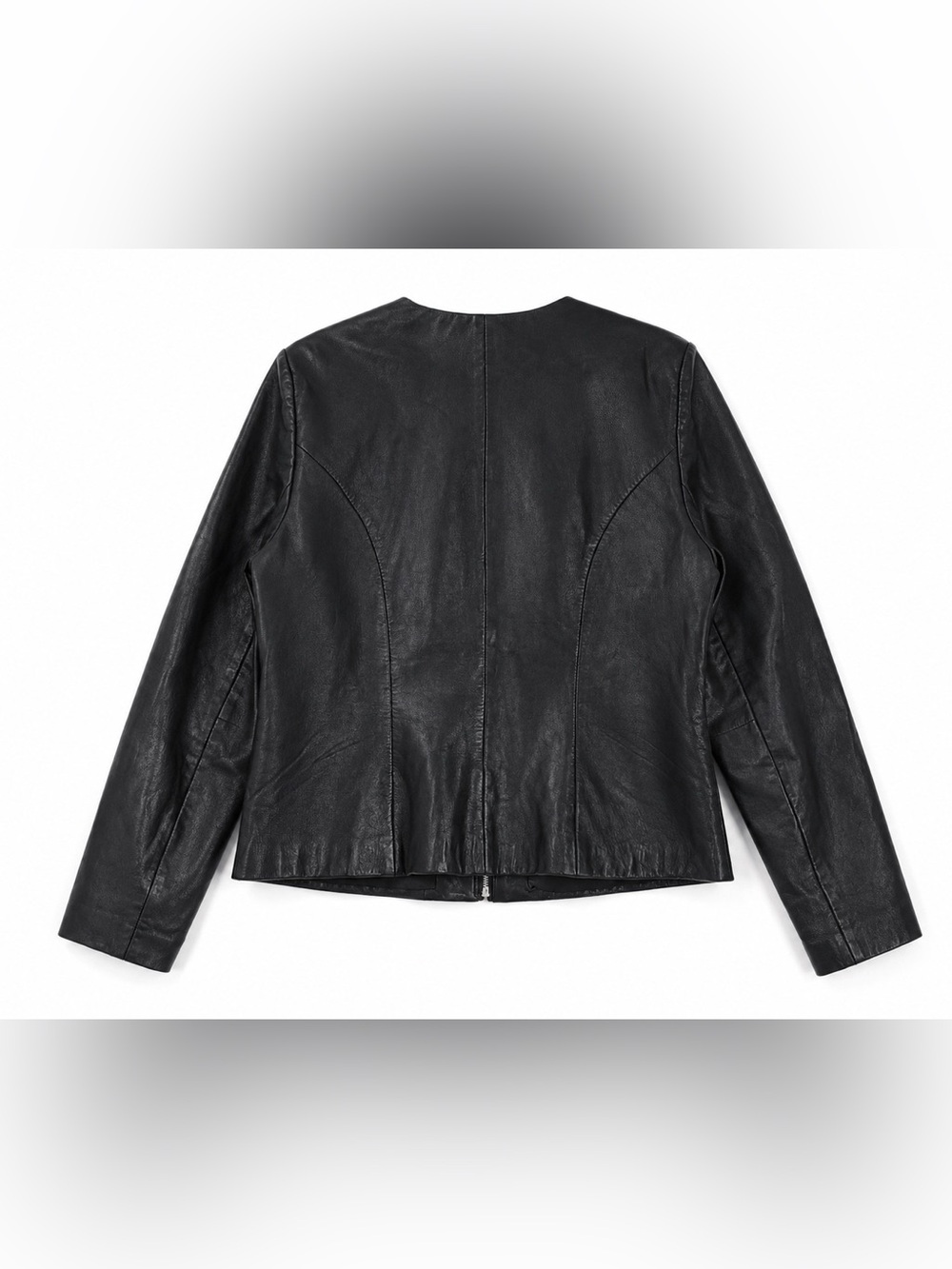 Edgy Moto-Chic 90s-Grunge Elevated Biker-Lite Black Leather Jacket, size Large - Picture 6 of 14